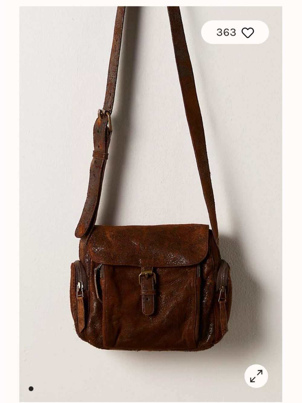 Free People Venera Distressed Leather Bag  Made by Christiansen.